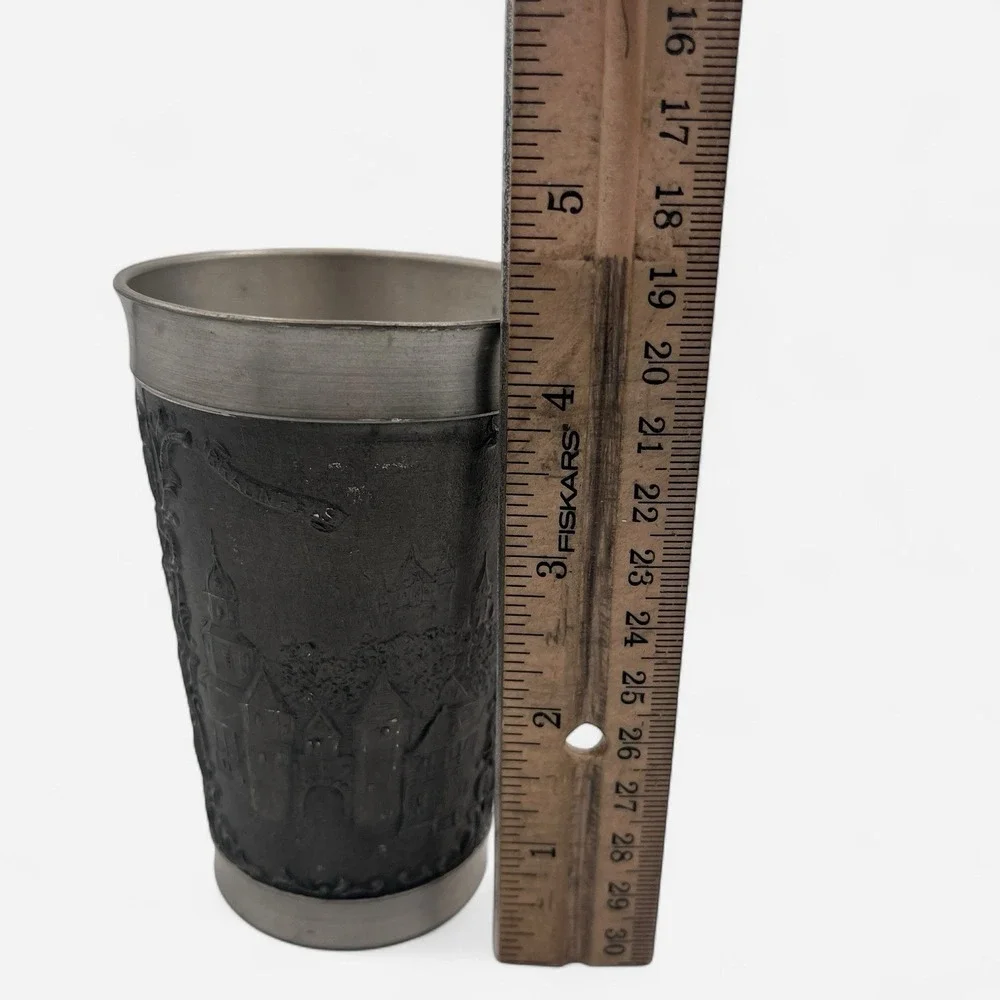 Vintage Rein Zinn RG German Pewter Wine Beer Cup Tumbler Castles Handguss‎